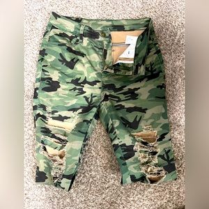 Camo distressed ankle length